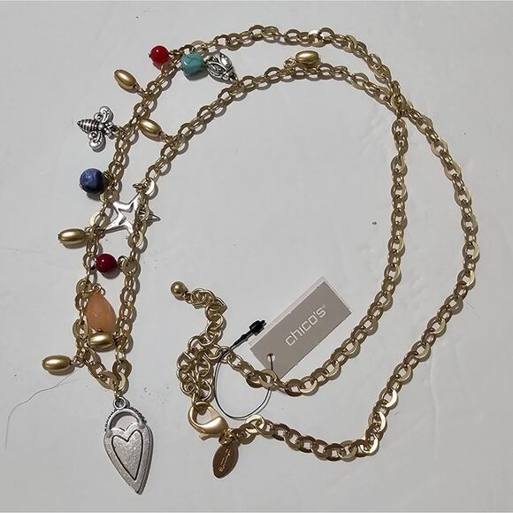 Chico's Charm Bumblebee Star Heart Ladybug Necklace New! - Picture 1 of 11